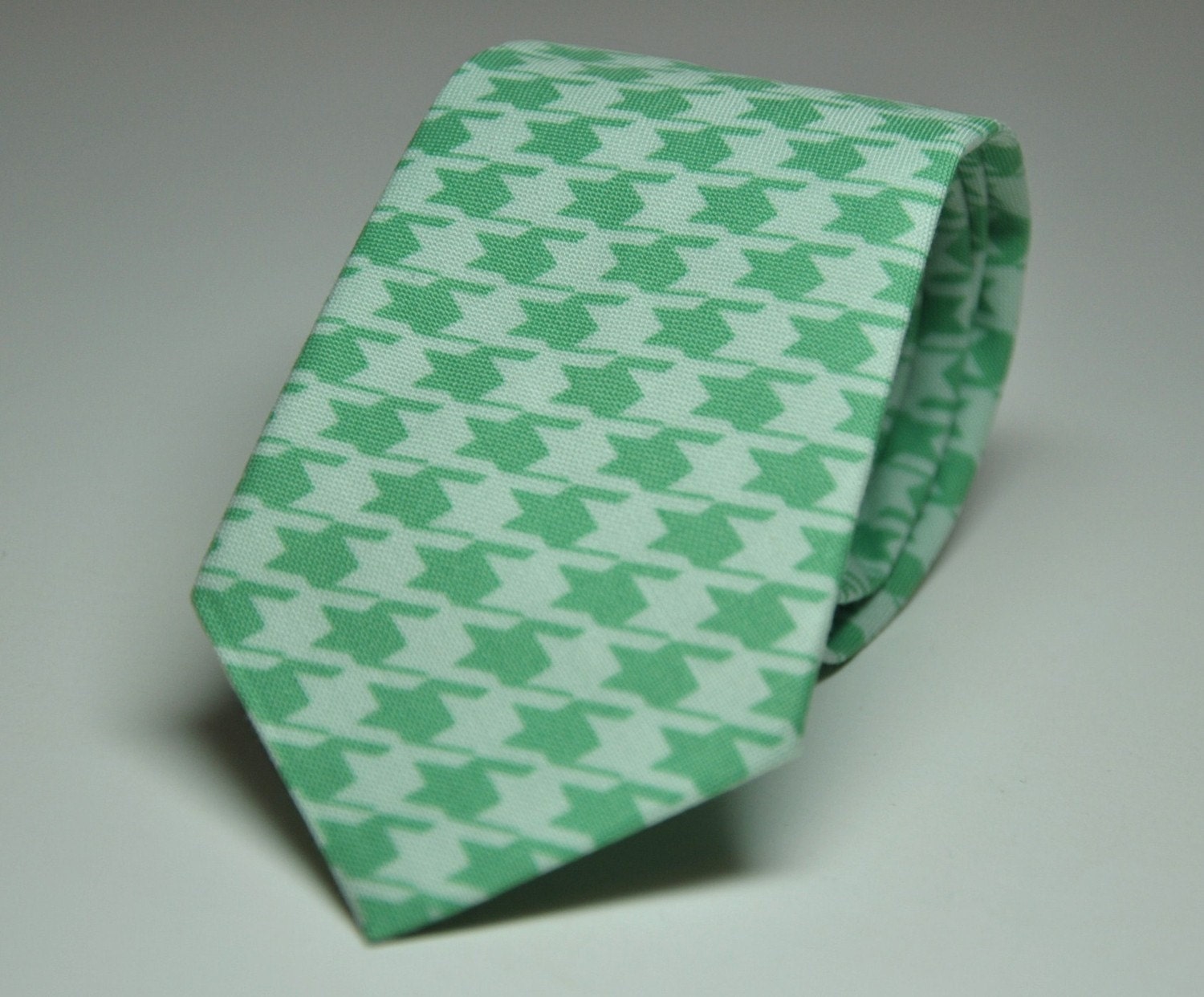 Me and Matilda Everyday Necktie Mint Green Houndstooth