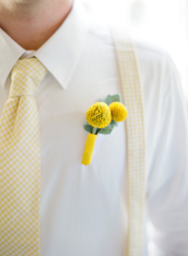 Men's Necktie and Suspenders in Yellow Gingham - MeandMatilda