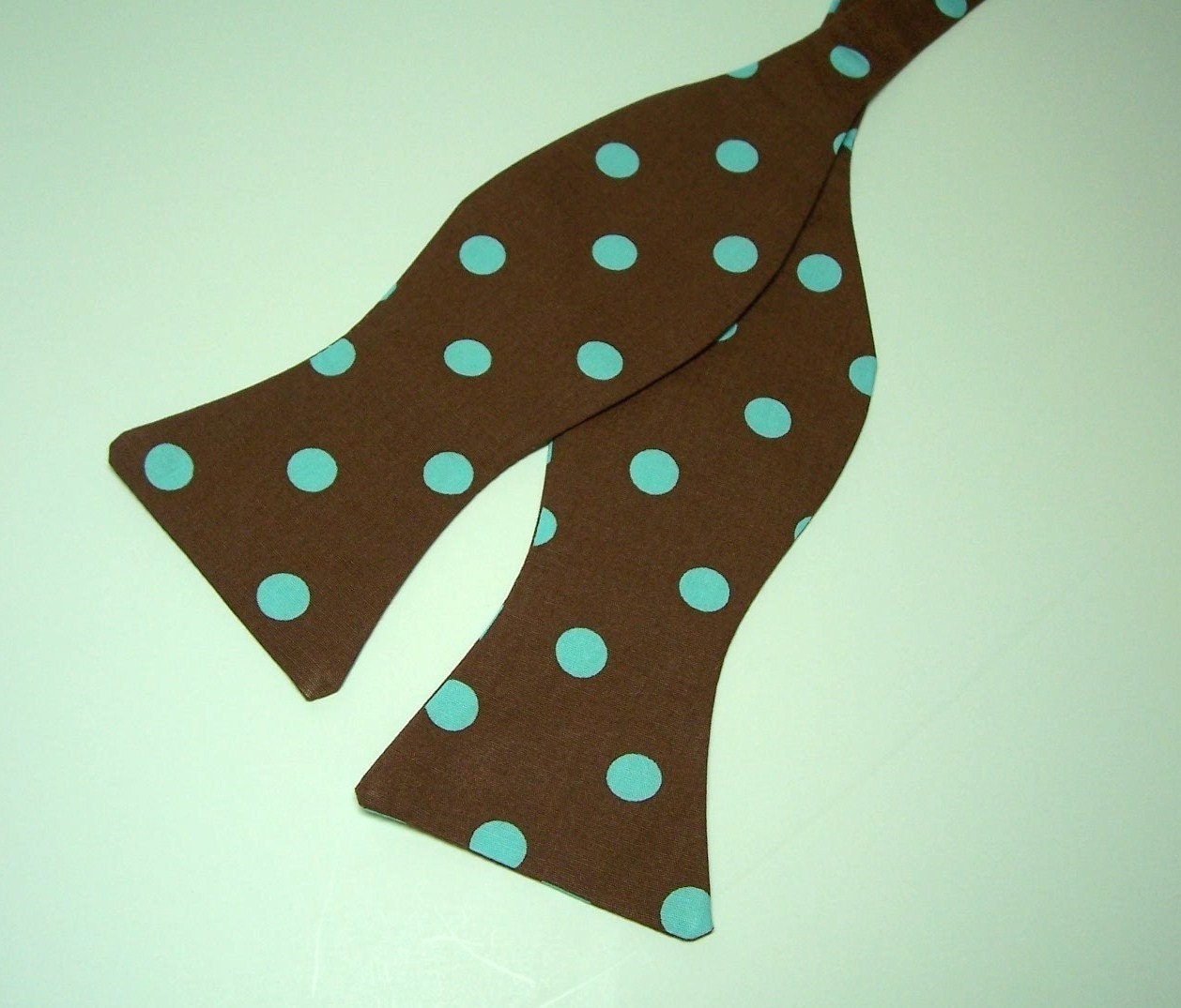 Freestyle Bow Tie for Men Chocolate Blue Dots