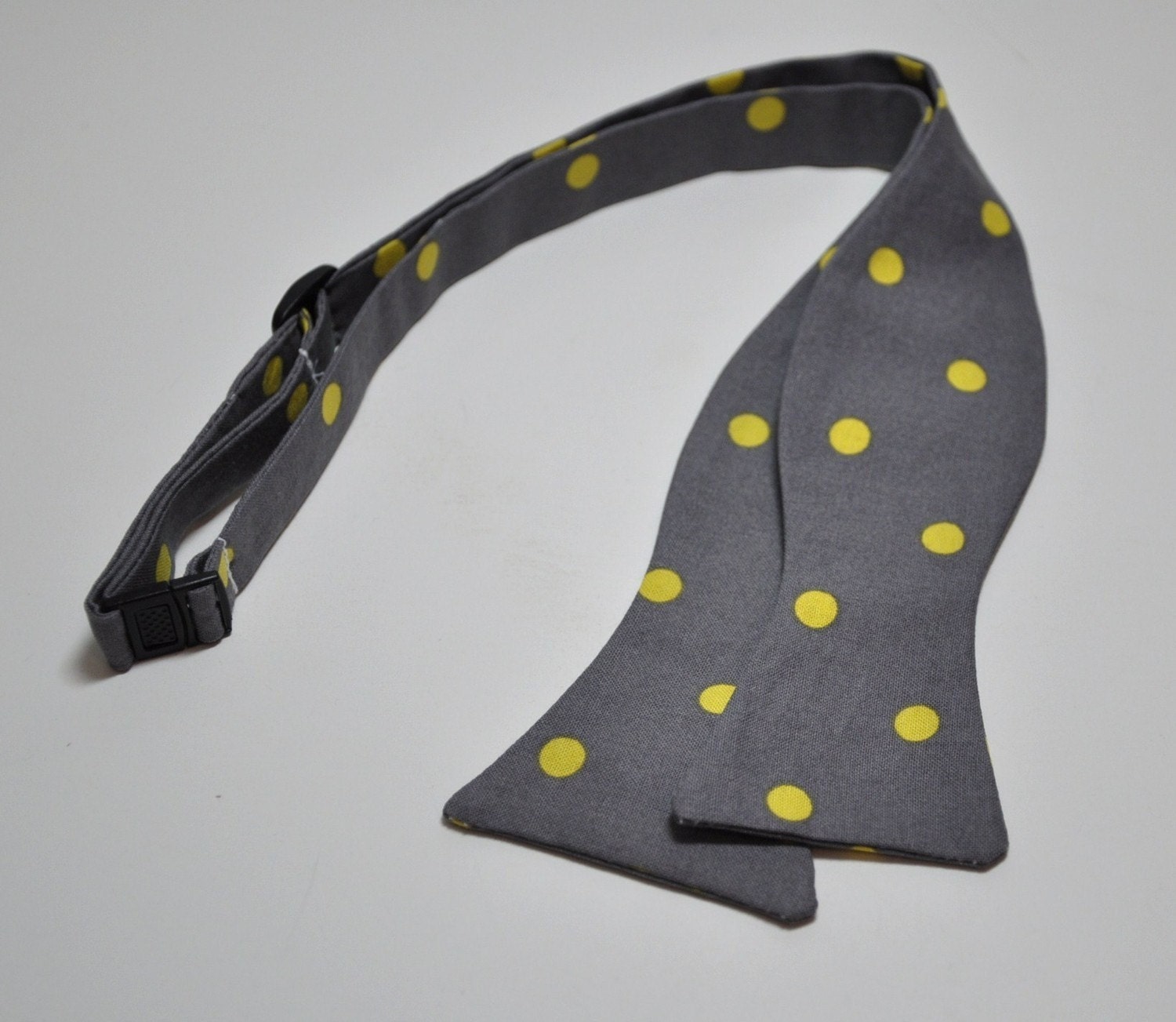 Bow Tie for Men Yellow and Grey Dots