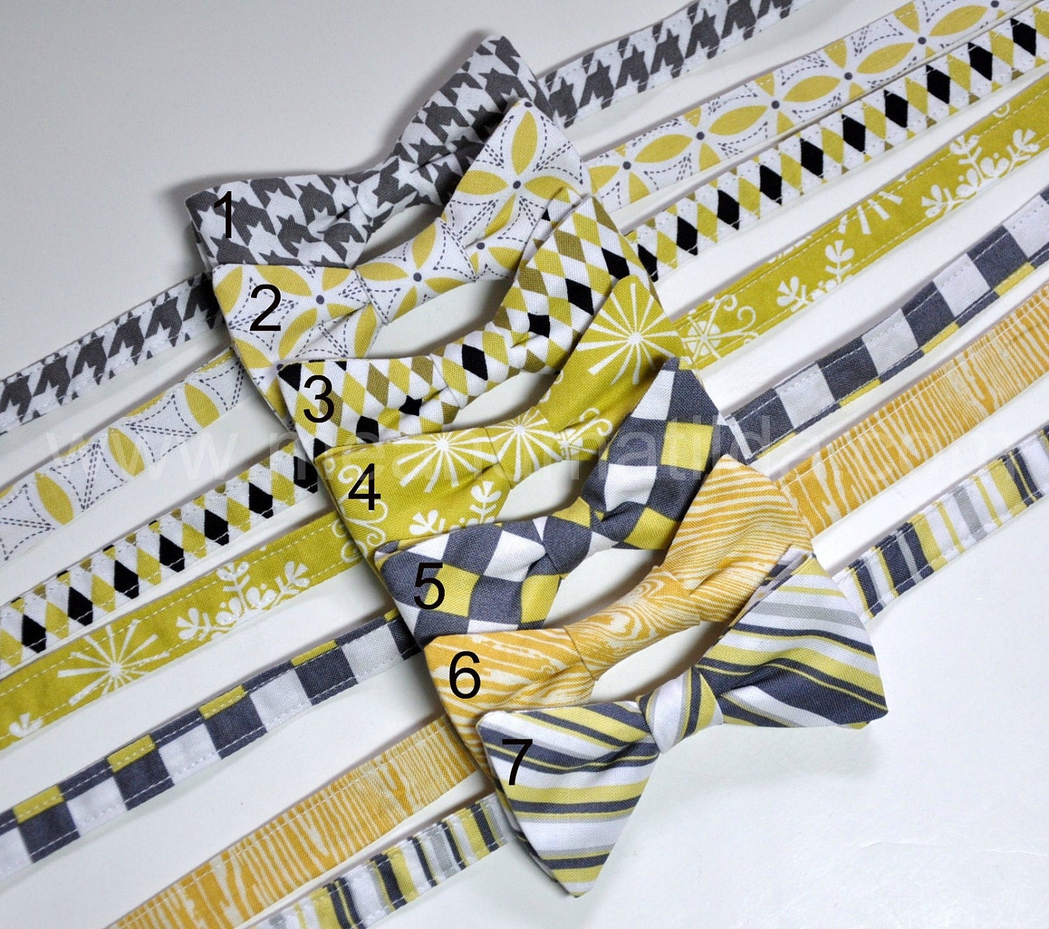 Boys Bow Ties Citron Yellow and Grey Holiday Toddler Bowties Baby Ties