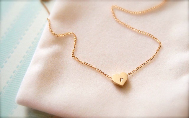 Hearts - Personalised Handstamped Initial Jewelry, Heart Valentine, Charm Necklace, Wedding Bridesmaids Jewelry