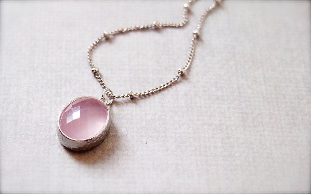 Juliet -- (Silver) Romantic Bridal Jewelry, Faceted Glass, Silver Jewelry, Classic Chic, Elegant Necklace, Rose Pink Drops