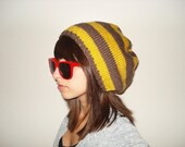 Yellow and Gray Stripey Beanie
