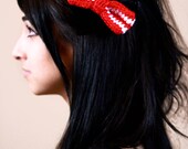 Peppermint Crocheted Hairbow (with Alligator Clip)