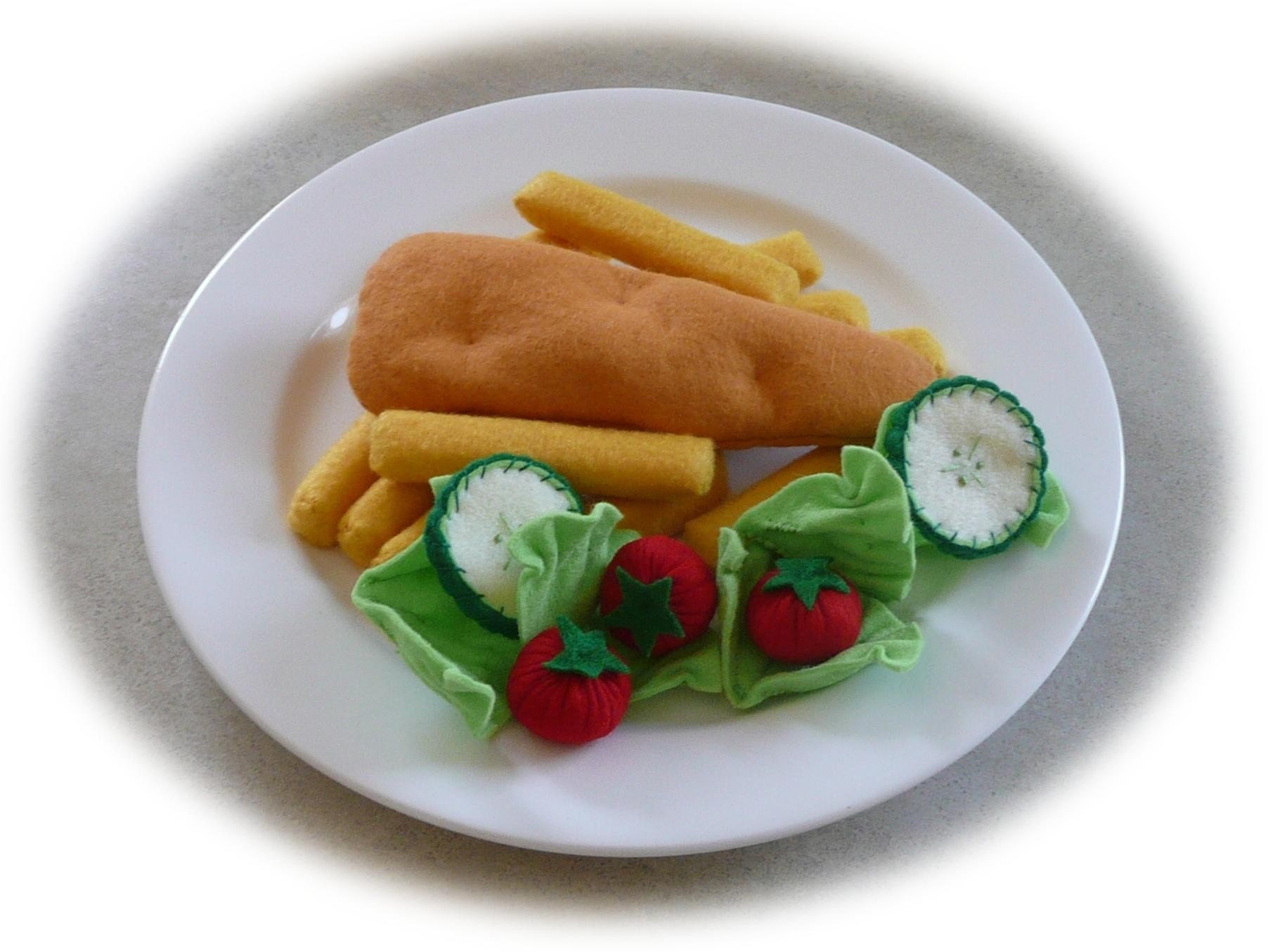 Pretend Play Kitchen - Felt Food Patterns - The Fish and the Chips