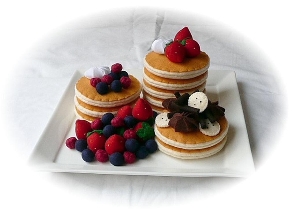 Pretend Play Kitchen Felt Food Patterns Pancakes by FeltCuisine