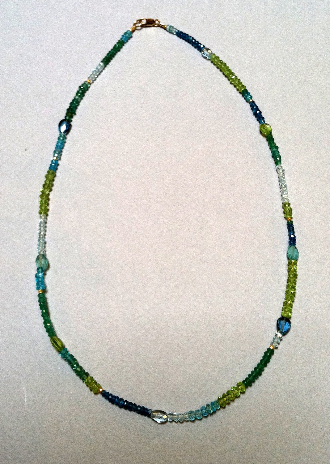 Sea of blue and green - Emerald and Topaz - necklace