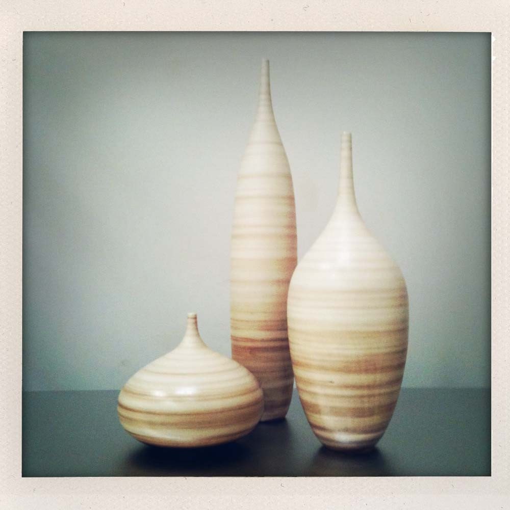 Large Shell Striped Bottle Trio- by Sara Paloma