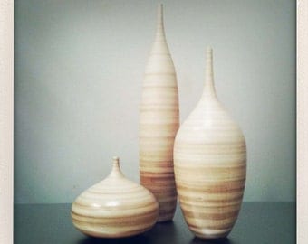 Large Shell Striped Bottle Trio- by Sara Paloma