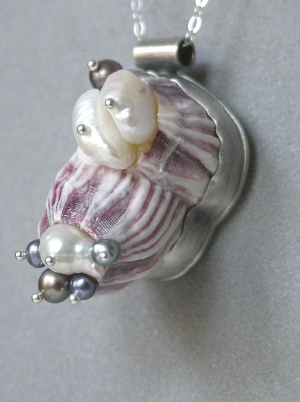 On Hold For ElanPottery Pearl Of My Eyes Barnacle Cluster Necklace Do Not Buy
