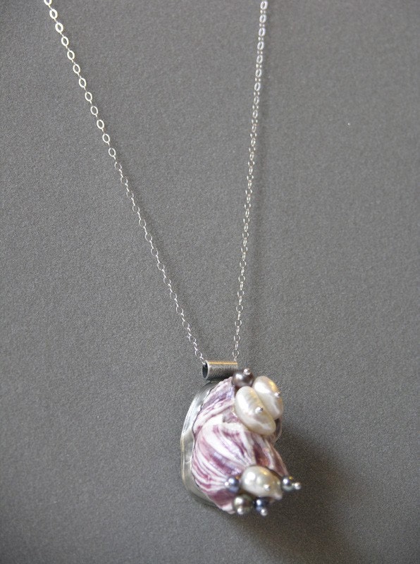 On Hold For ElanPottery Pearl Of My Eyes Barnacle Cluster Necklace Do Not Buy