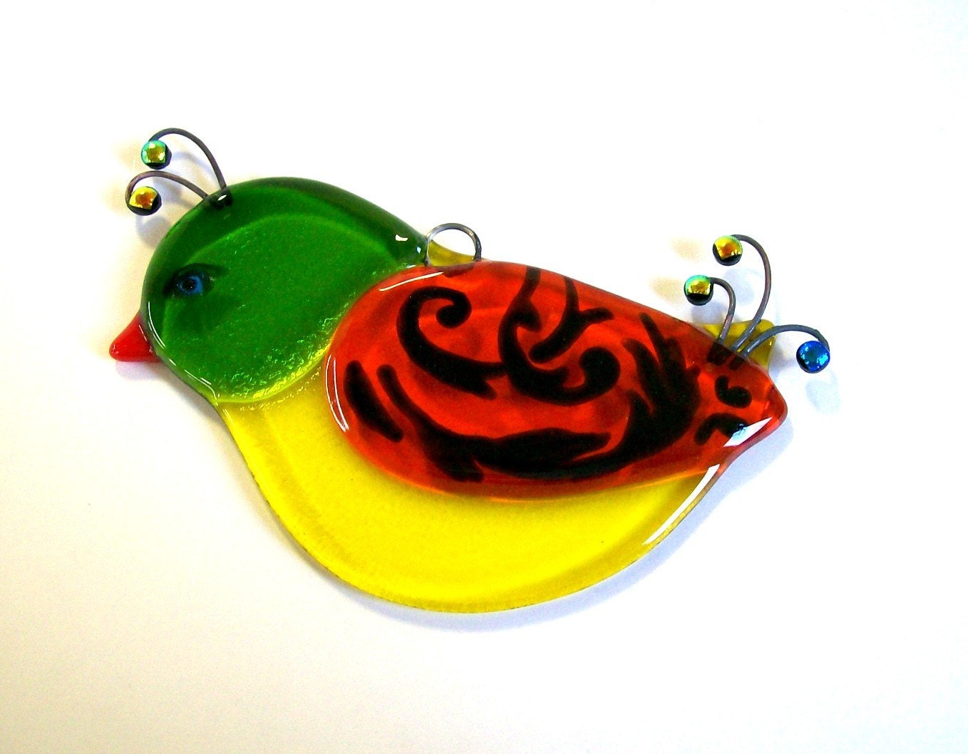Fused Glass Bird Suncatcher (Yellow)