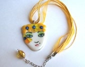 Fused Glass Art Pendant (Lady in Yellows)