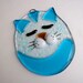 Fused Glass Suncatcher- Fat Cat (Turquoise)