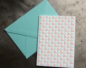Diagonal Triangles - Letterpress cross stitch card - SET