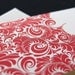 Beautiful red pattern, letterpress greeting card SET
