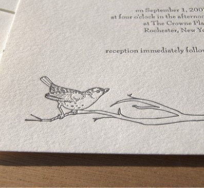 Perch, letterpress wedding invitation
