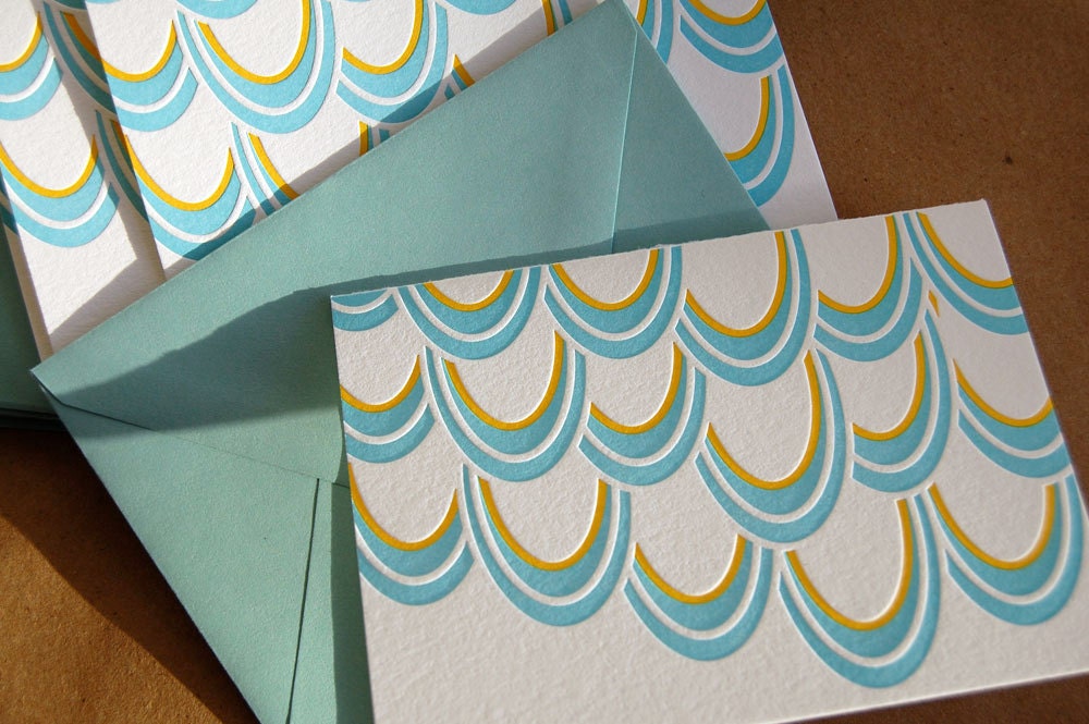 Mod 6 - Letterpress mid-century modern cards - SET