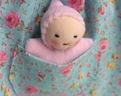 Blue Pocket Dress for your Waldorf style Doll and Baby, small 12 inch doll clothes