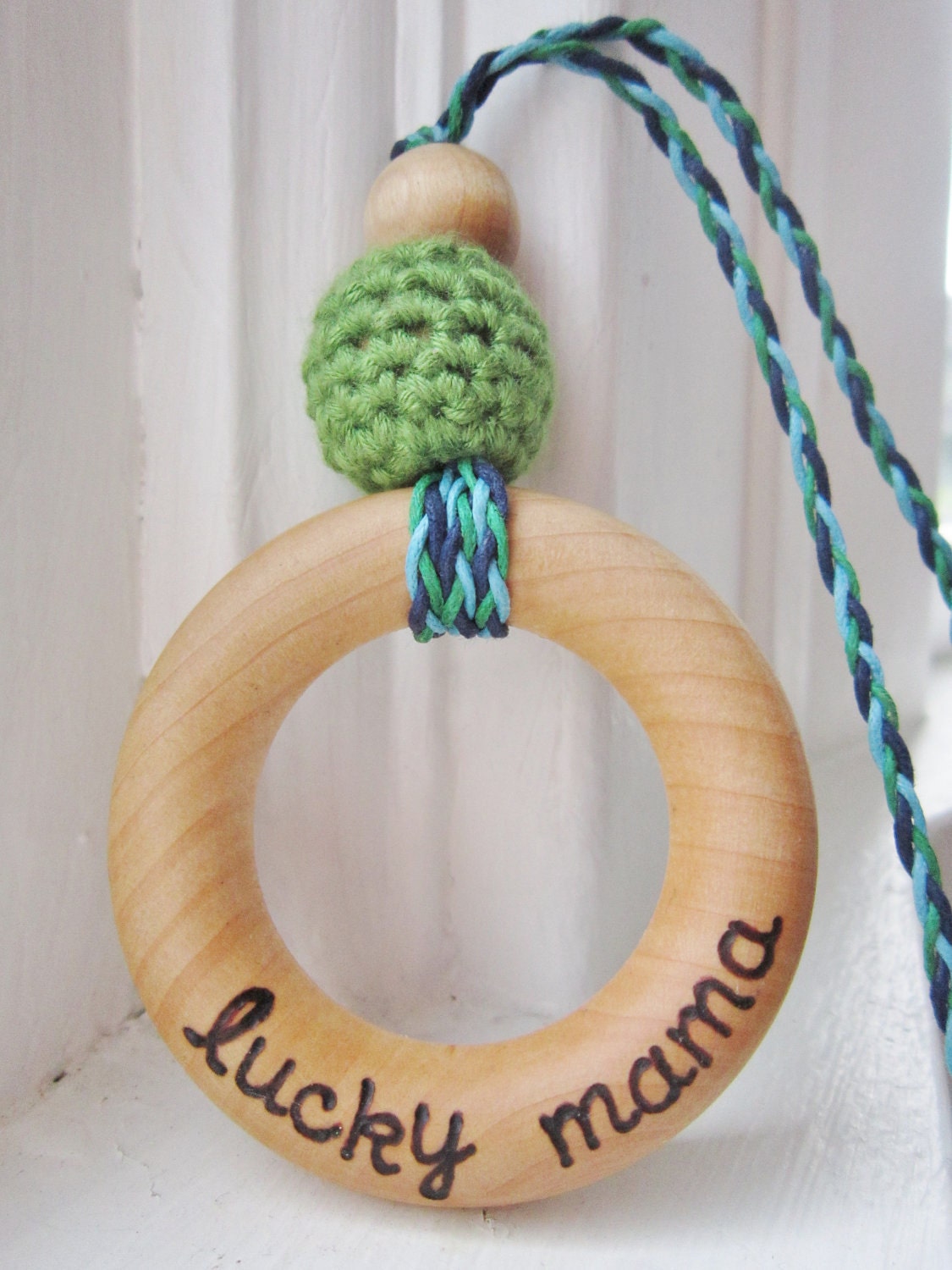 Earth Mama (Custom Personalized Braided Cord and Organic Bamboo Teething Necklace)
