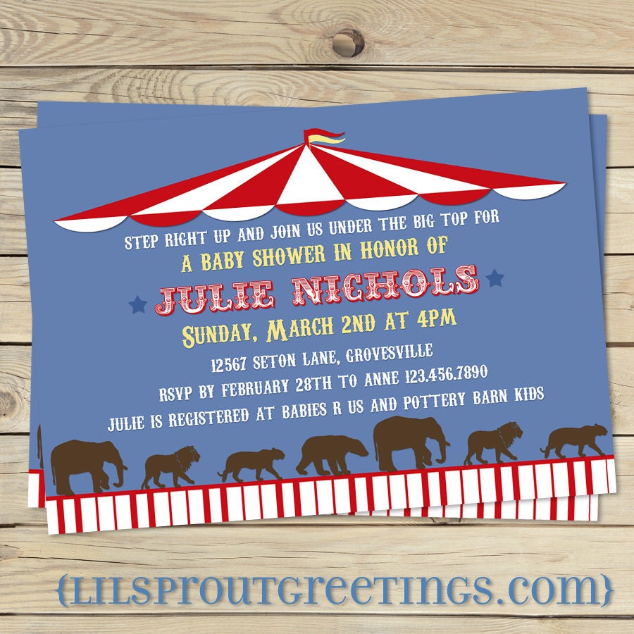 Big Top Circus Carnival Baby Shower Invitation