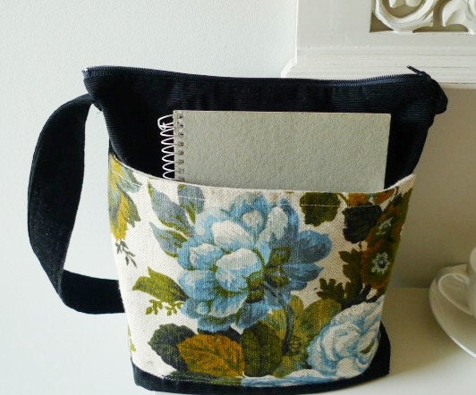 Handmade Slouch Bag Designer Tote Zippered Vintage Linen  by MyStudio on Etsy