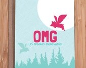 OMG card / funny greeting cards / flying pigs