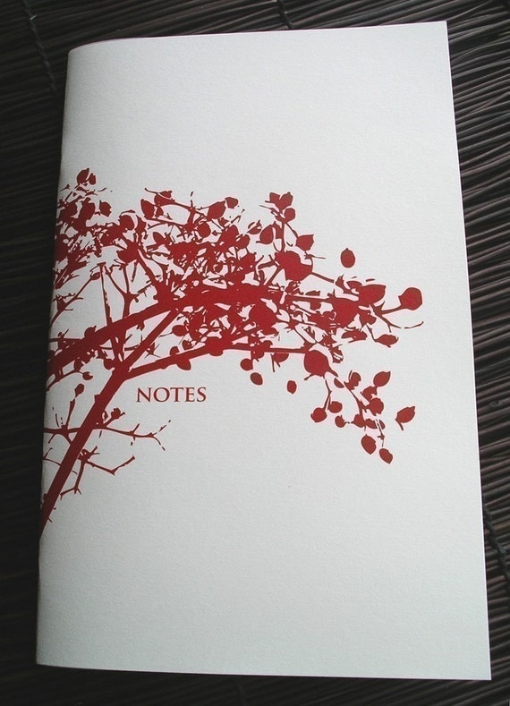 journal / red berry branch notebook / sketch book