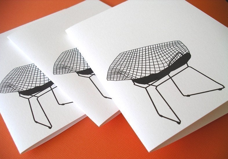 diamond wire chair notes / mid century modern stationery / set of 6 blank cards