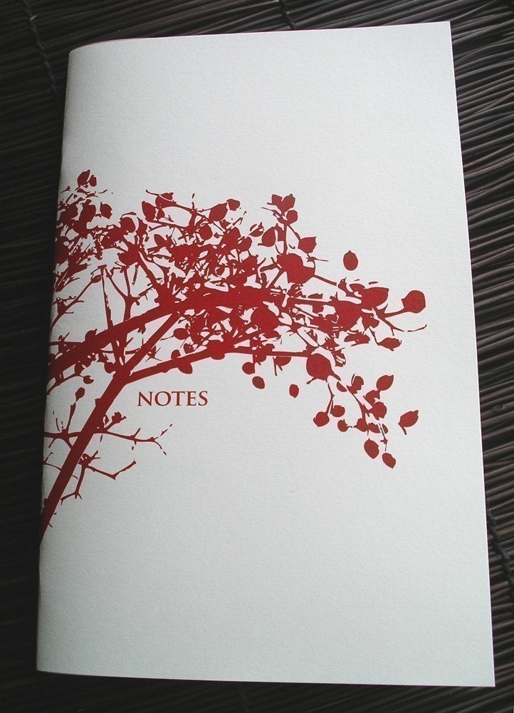 journal / red berry branch notebook / sketch book