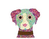 Dog Art - Flower Dog  Blank Note Cards -  SET of 2