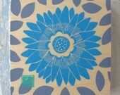 Blue Dahlia Print on Wood (silkscreen, limited edition)