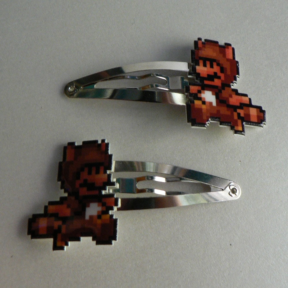 wanna buy a squirrel - super mario 3 tanooki barrettes