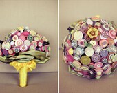 The Curiouser and Curiouser Button Bouquet Wedding  - Alice in Wonderland