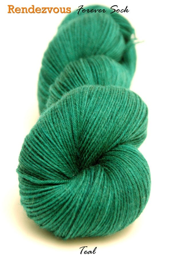Teal - Handyed Fingering Weight Sock Yarn (Superwash Merino Wool/Nylon, 460 yards/100 gram) FREE SHIPPING