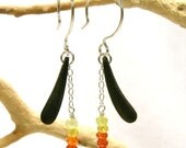 multicolored faceted cubic zirconia and wood hook earrings