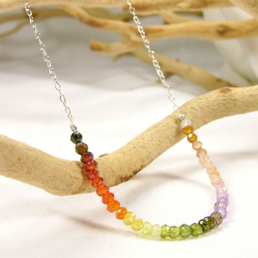 rainbow faceted cubic zirconia necklace