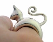 Cat Lover Ring - Smooth Texture - Charm - Silver - Gift - All Sizes - Sterling 925 - Rickson Jewellery Design