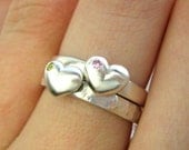 Puffy Heart Stacking Rings - A great gift for Family - Birthstones - Handmade - Sterling Silver - Rickson Jewellery
