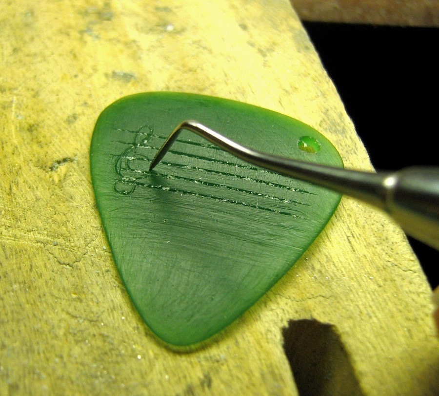 Your Song Guitar Pick Necklace - Custom Song Engraving Musician Man Teen Gift - Anniversary Birthday Present - Rickson