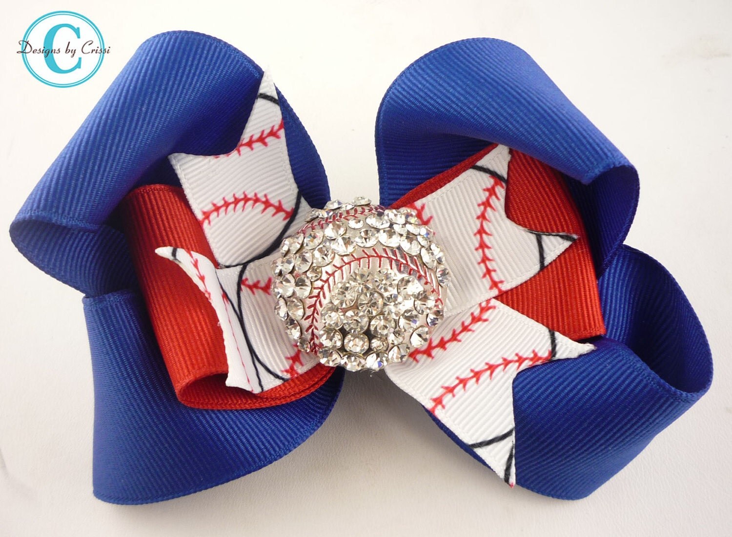 Rhinestone Baseball Hair Bow Softball Choose by DesignsbyCrissi