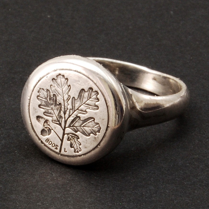 Oak Seal ring - silver