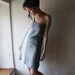 One Shoulder mini Dress in dust blue raw silk