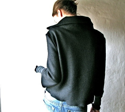 Womens Felted Blazer - Black Wool jacket - felted wool coat - cardigan sweater