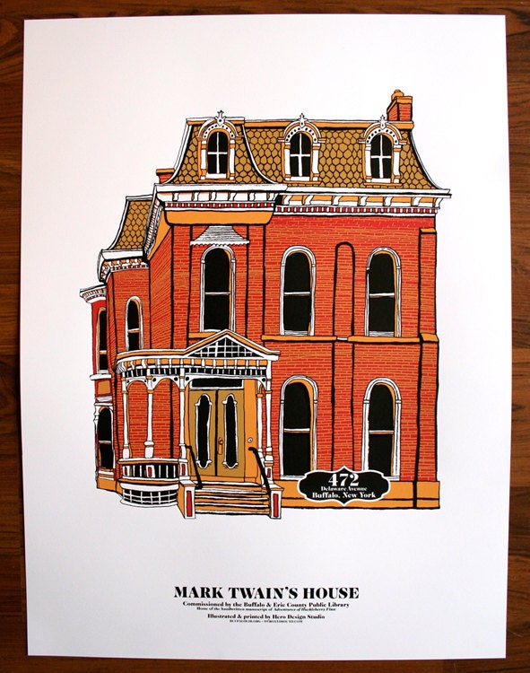 SALE - Mark Twain's House, Buffalo NY LImited Edition Silkscreen Art Print  - Sold Out
