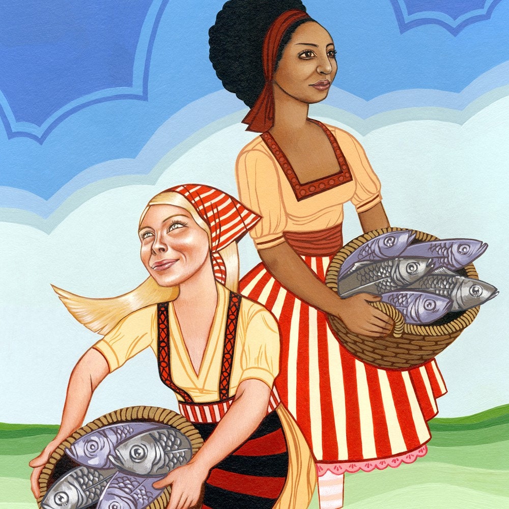 SALE - - OVER 50 % OFF - Fish Gatherers - Giclee - Print