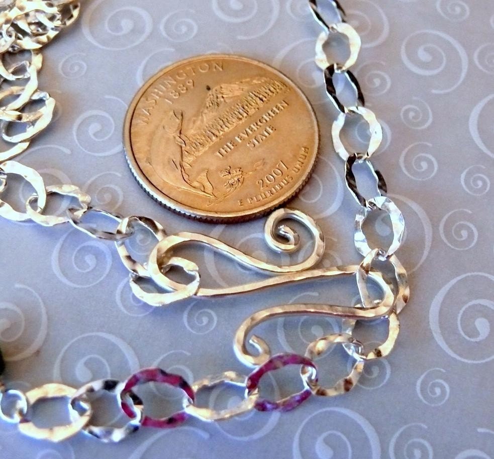 Hammered sterling silver chain necklace.