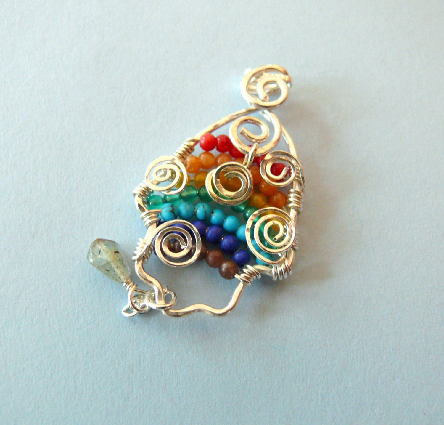 The Bow in the Cloud (Keshet beAnan) Chamesh/Chamsa, sterling silver and semiprecious stones pendant.
