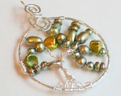 Tree of Life - Carob Tree, OOAK sterling silver and pearl pendant, Kinor David Collection by NORIK